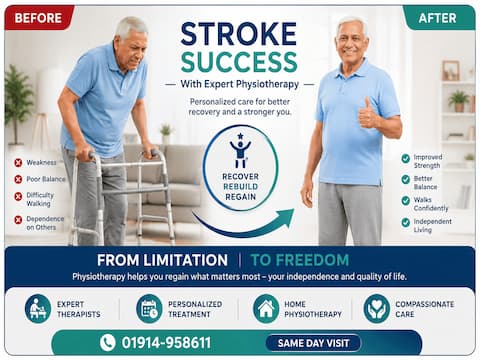 Stroke patient walking again after home physiotherapy recovery